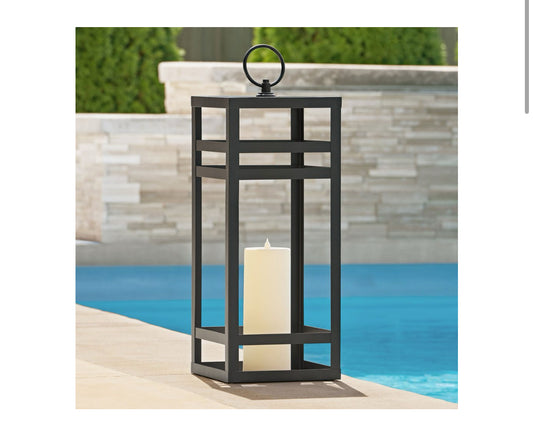 Becki Owens 28" Black Lantern with Flameless Pillar Candle