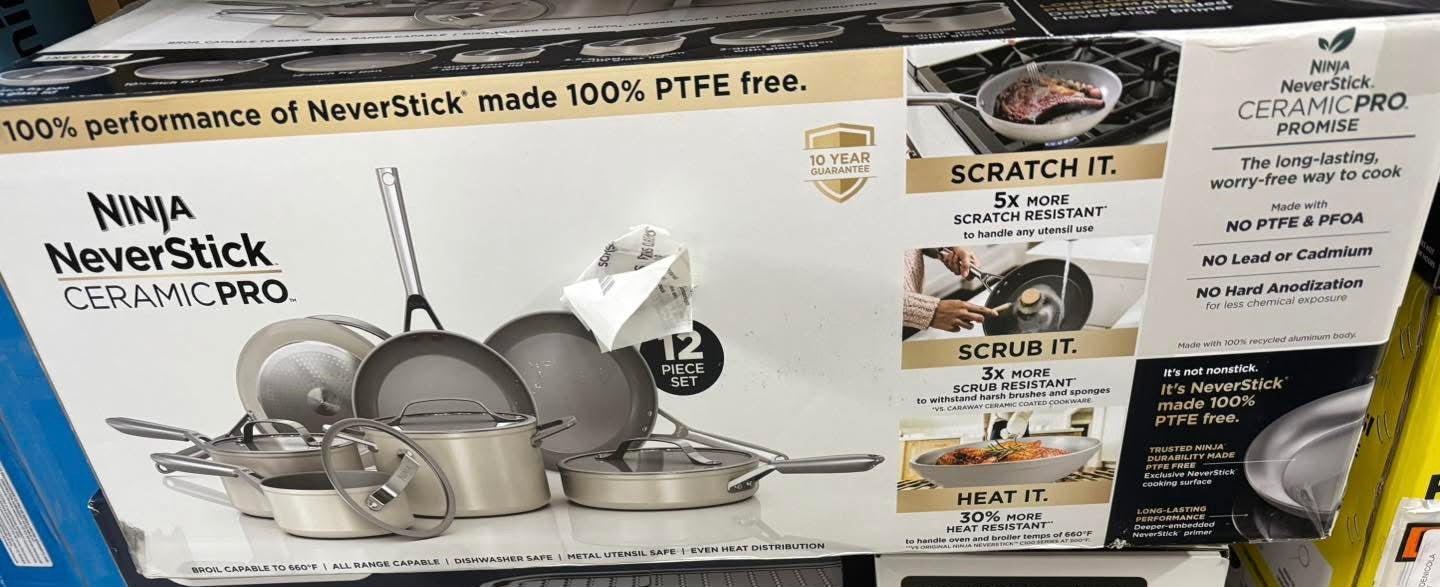 Ninja NeverStick Ceramic Pro 12-
Piece Cookware Set, Stone