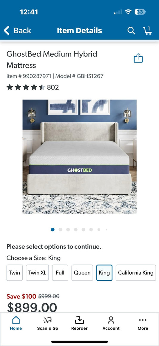 GhostBed King Medium Hybrid
Mattress